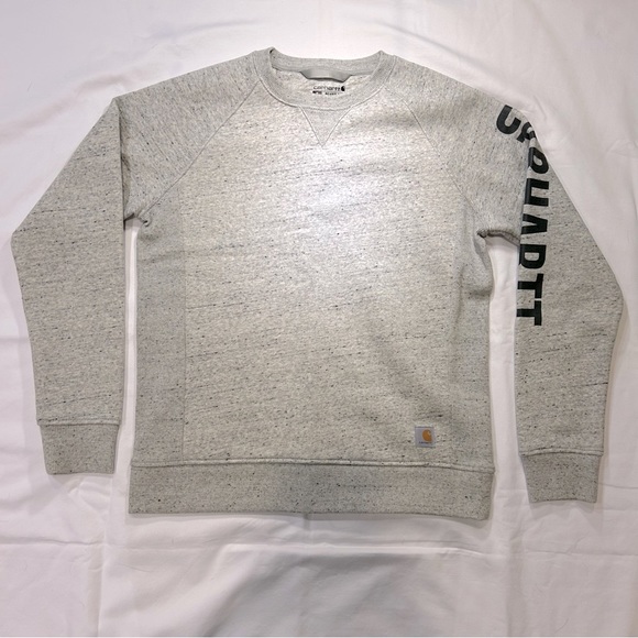 Carhartt Tops - Carhartt Heather Gray Crewneck Sweatshirt with Black Sleeve Logo